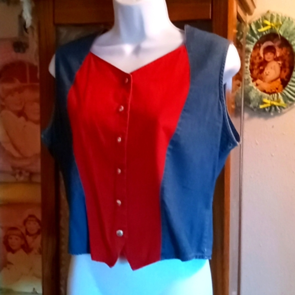Vintage 80's,Wrangler,Red & Blue,Western Style/Cowgirl,Crop Top ❤️💙